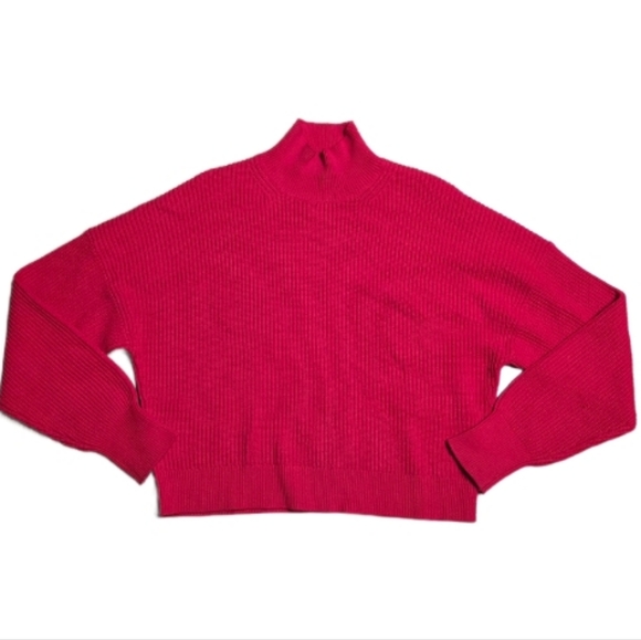 J. Crew Turtleneck‎ Knit Sweater Women's Size L Vibrant Red Pullover - Picture 2 of 7